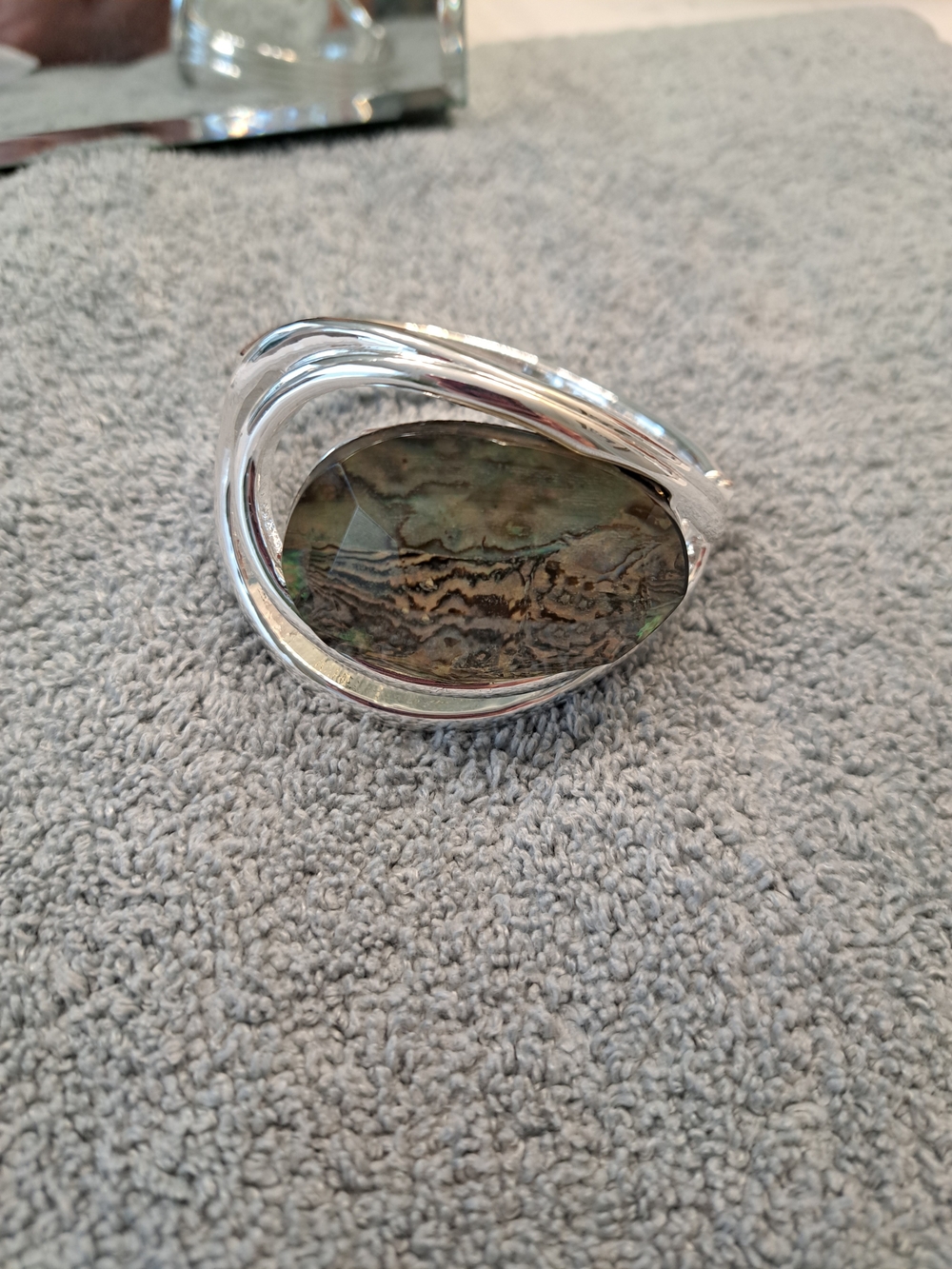 Silver Abalone Shell Statement Bracelet - Women Jewelry